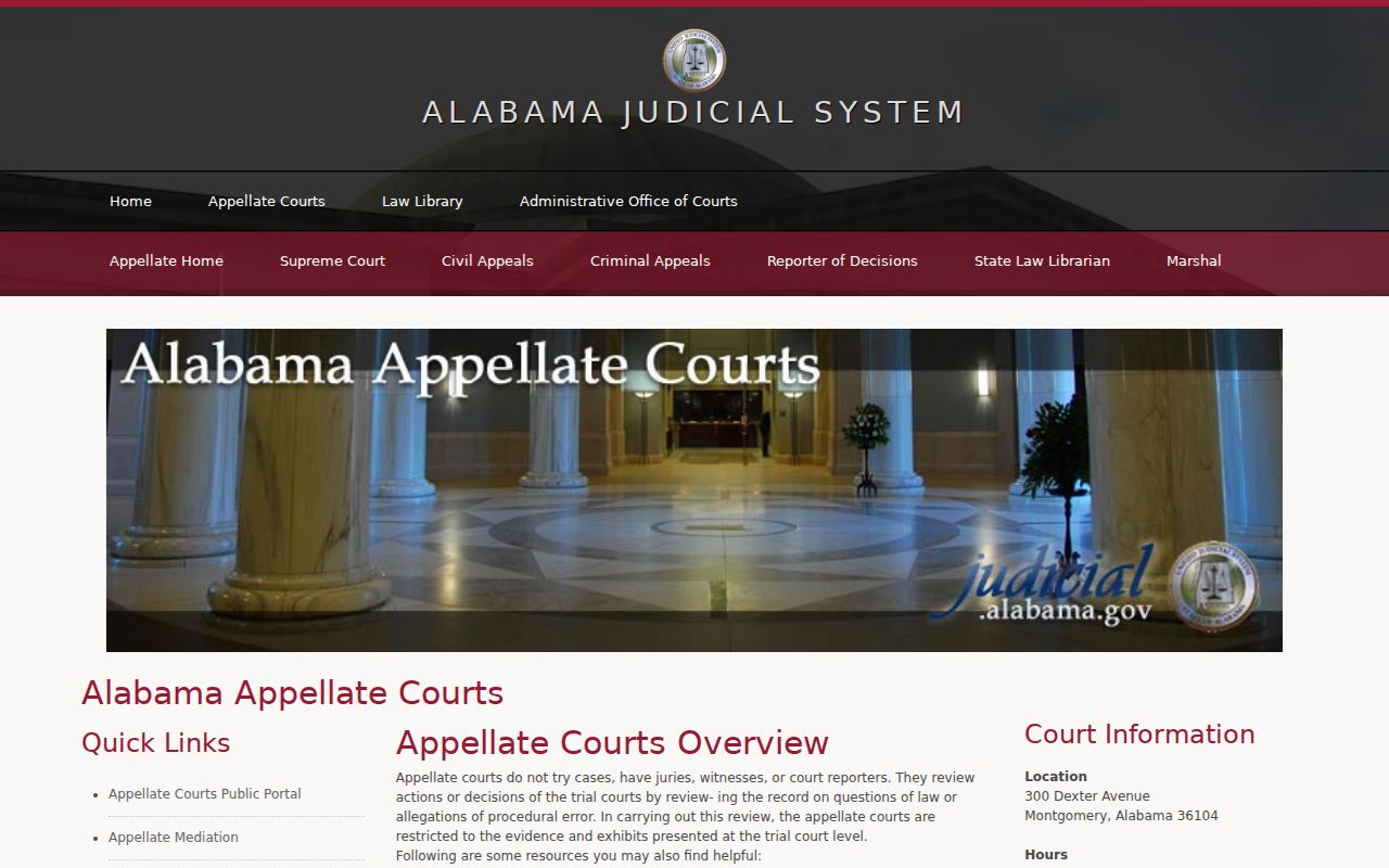 Cherokee County court dates and Alabama appellate court overview
