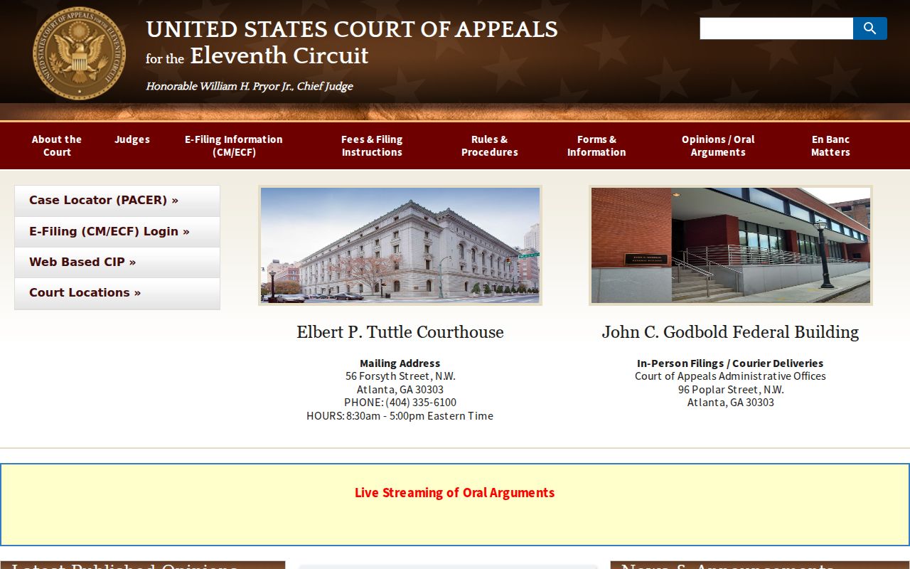 Cherokee County federal appeal court dates at the Eleventh Circuit